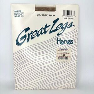 VTG 1994 Hanes Great Legs Sheer Sandalfoot Pantyhose Little Color Size AB NIP‎